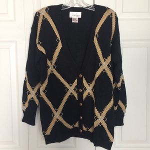 Vintage 80s sweater cardigan glitter gold beads